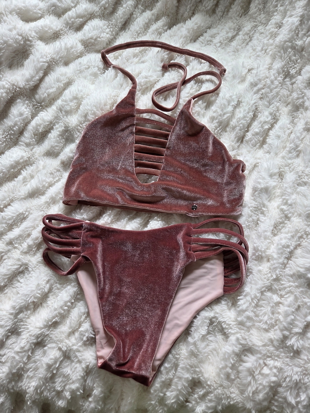 CXIX Velvet Strappy Pole Set - Dusty Rose